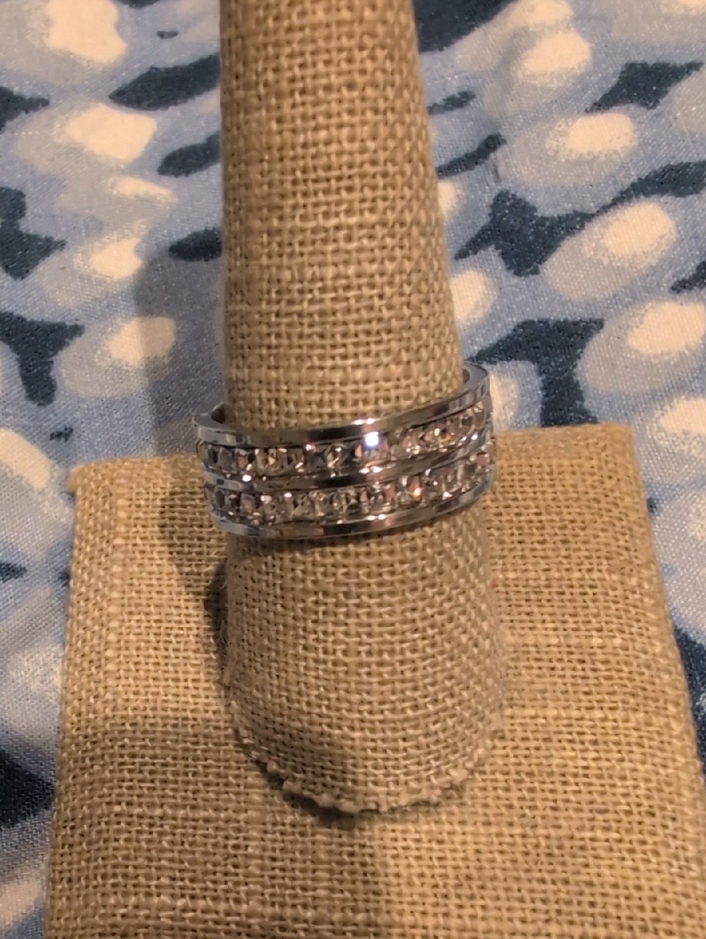 Elegant Stainless Steel Women's CZ Band Ring
